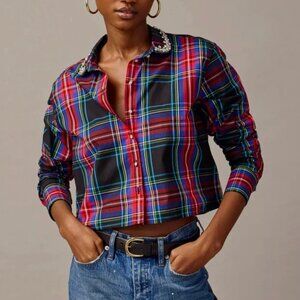 J.Crew embellished tartan shirt - NWT